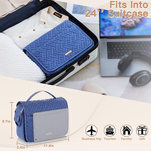 Lizzton Lizzton Toiletry Bag Hanging Travel Organizer for Women, 3 in 1 Large Makeup Cosmetic Case for Toiletries Accessories, Water-resistant Dopp Kit Shaving Bag (Blue)