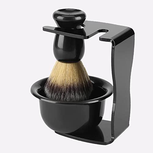 HERCHR Shaving Kit for Men, Shaving Brush and Bowl Mens Shaving Kit 3 in 1 Mens Shaving Brush Set Shaving Accessories Men Safety Shaving Stand Shave Brush Shaving Bowl Portable Shave Brush Kit