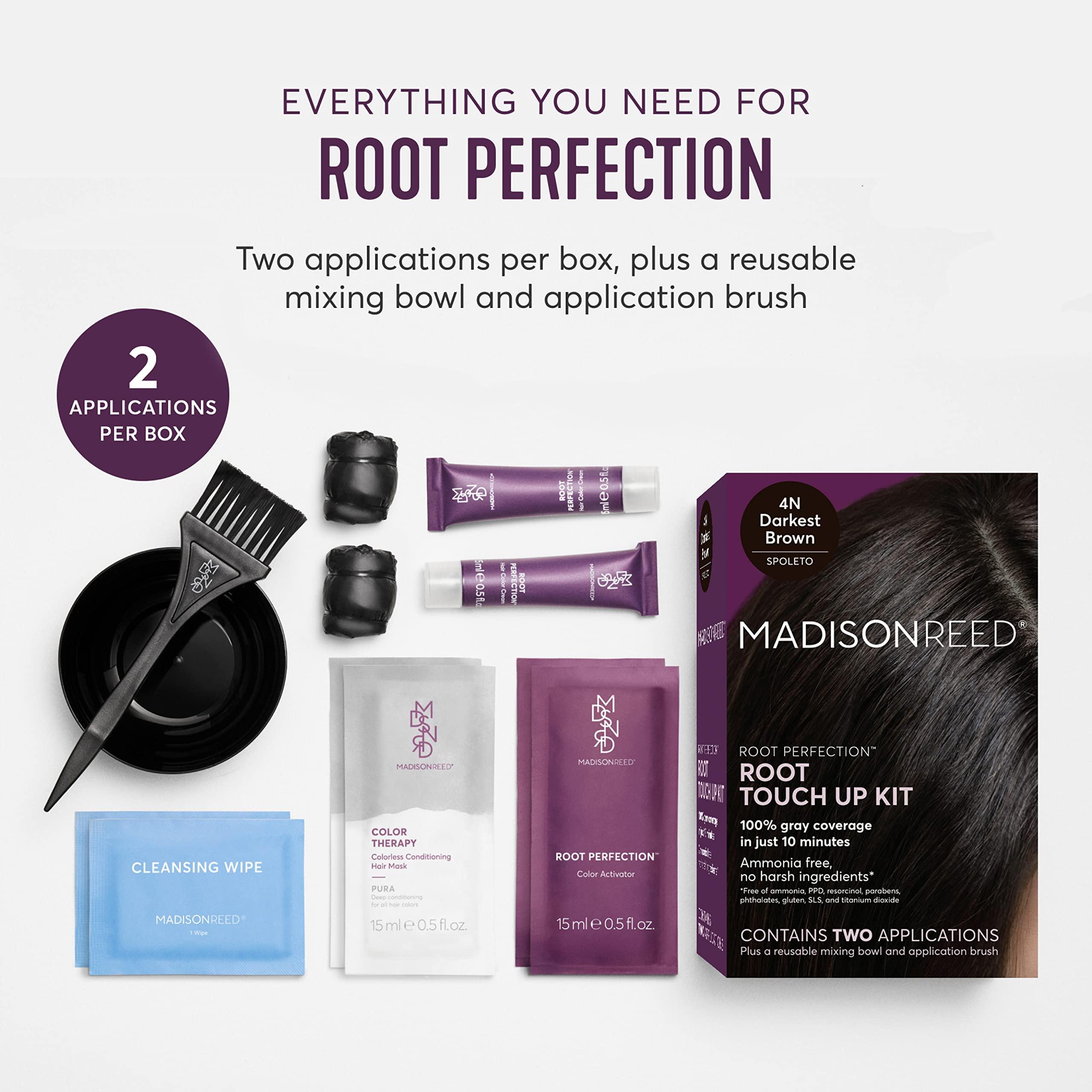 Madison Reed Madison Reed Root Perfection Permanent Root Touch Up, Darkest Brown 4N Spoleto, 10 Minutes for 100% Gray Root Coverage, Ammonia-Free Hair Dye, Two Applications
