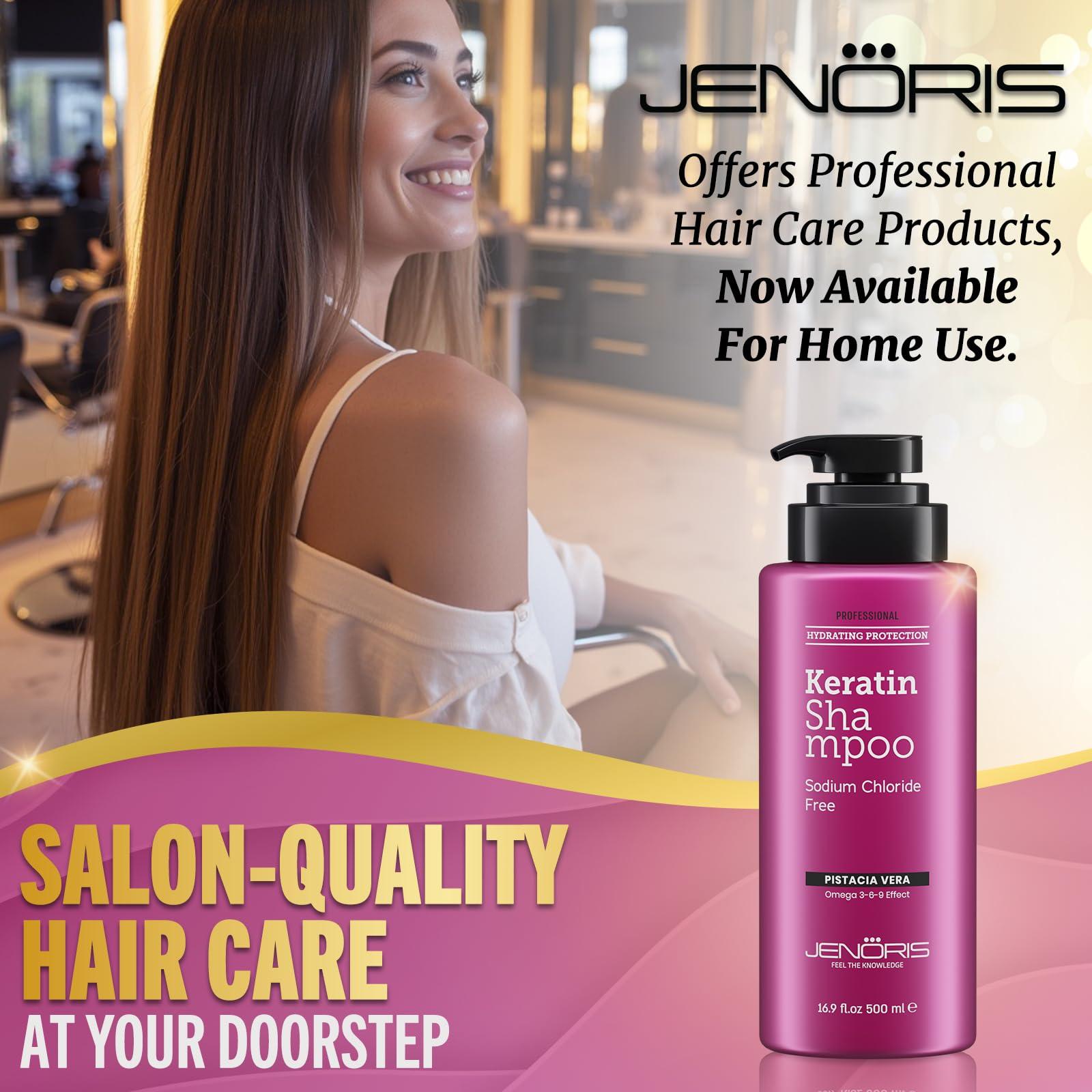 Jenoris Jenoris Keratin Shampoo for Women, Moisturizing Shampoo for Keratin Treated Hair, With Natural Omega Oils, Salon Professional, Paraben & SLS Free, Smoothing Shampoo for Dry & Damaged Hair, 16.9 Fl Oz