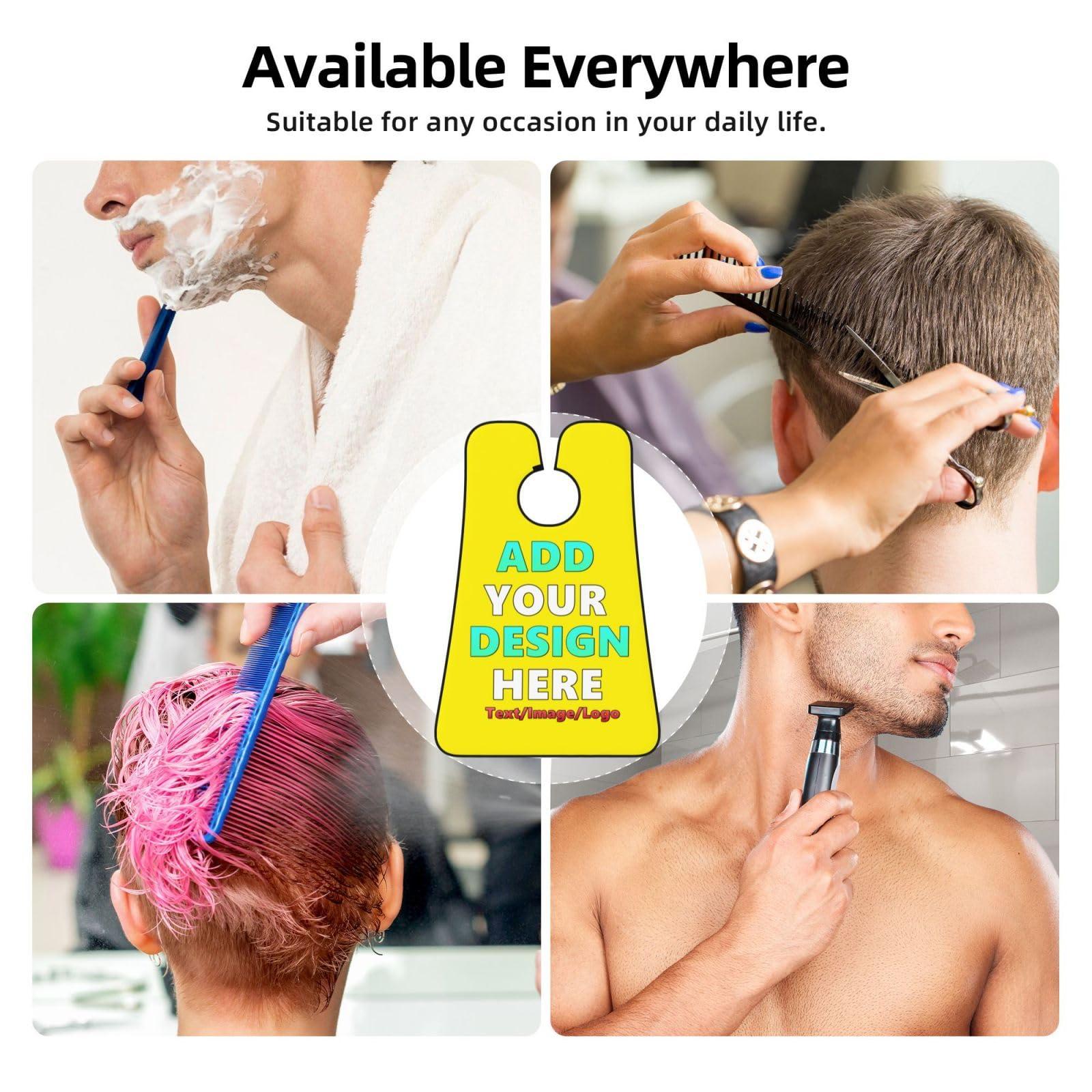 Twkzynj Custom Beard Bib Apron Personalized Beard Hair Catcher Add Customized Photo Picture Text Waterproof Beard Shave Cape for Shaving Trimming for Father\'s Day Gift, Bright Yellow