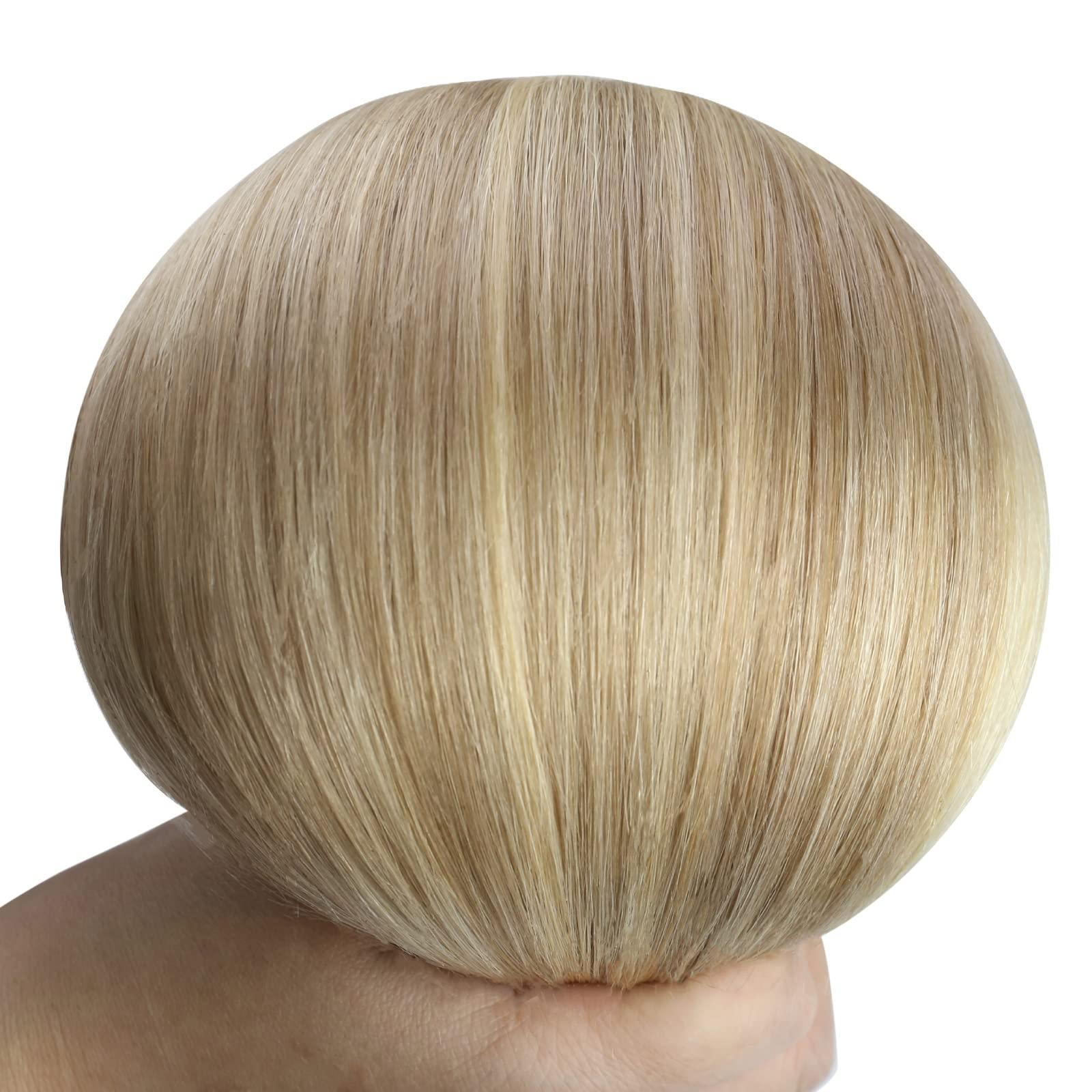 YoungSee YoungSee Clip in Hair Extensions Real Human Hair Highlight Clip on Hair Extensions Light Blonde Highlighted Golden Blonde Real Hair Clip in Extensions Convenient for Women 22Inch 120G 7Pcs