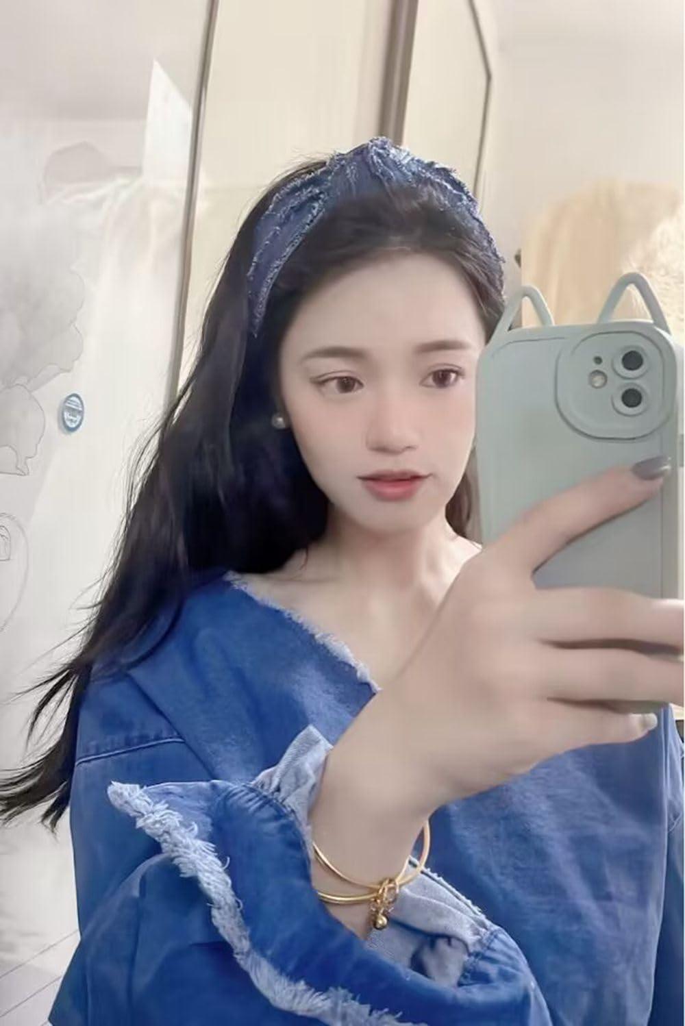 Xiaocao8 Xiaocao8 2/3 pcs Jean Denim Headbands for Women and Girls Knot Hair Bands Cloth Knotted Blue Headbands, Fashion Headwear for Women, Mujer Hair Accessories (3pcs)