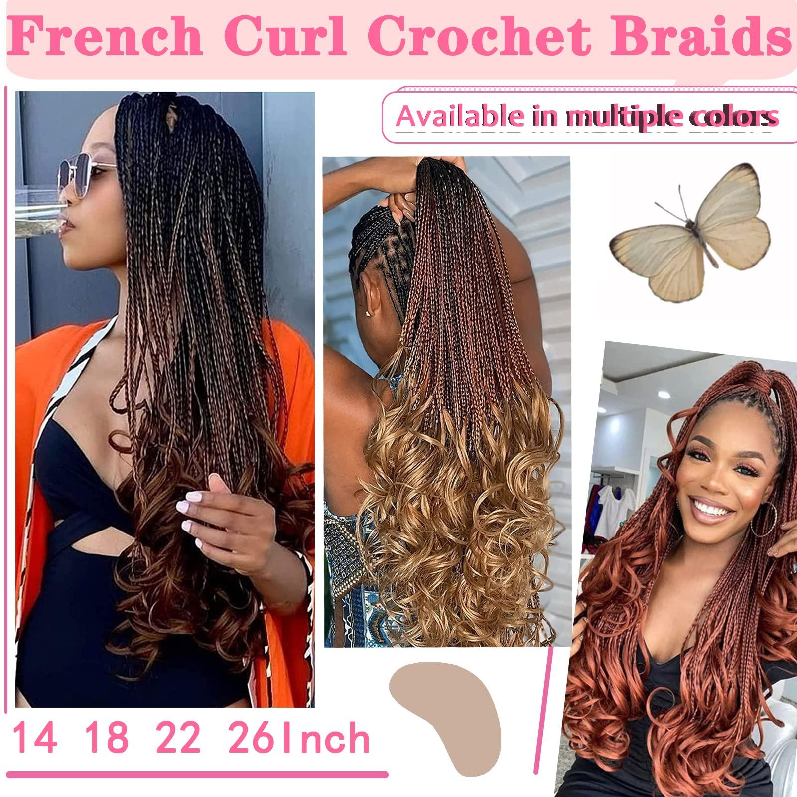 FIRSTCYH HAIR French Curl Crochet Braids Hair-Boho Goddess Box Braids Crochet Hair Pre Looped French Curly Braiding Hair Crochet Box Braids Hair for Black Women (22(8Packs), 350#)