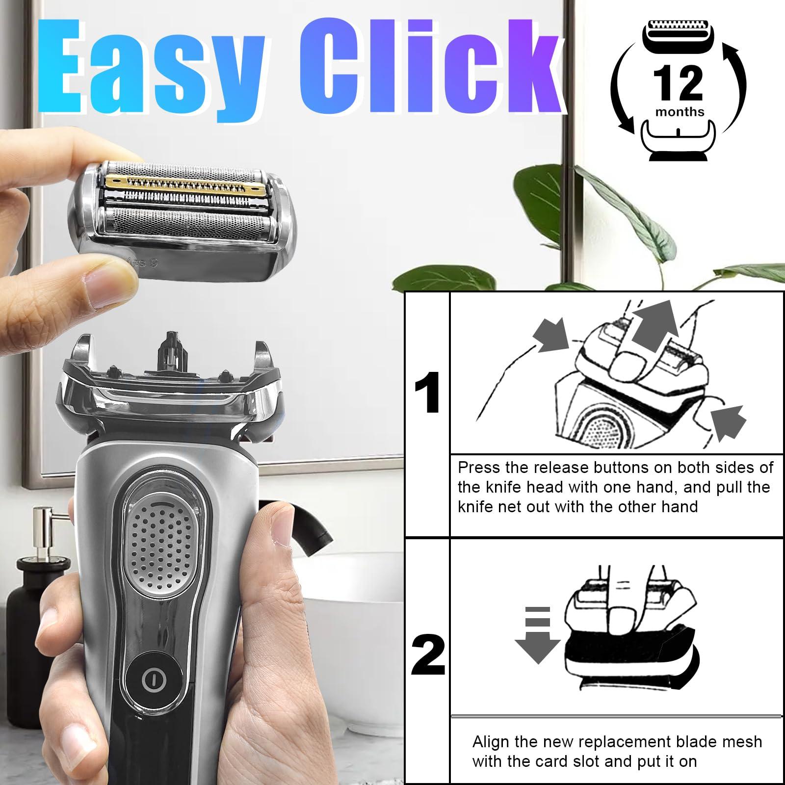 DODAER Series 9 92S Electric Shaver Head Replacement,Compatible with Braun Series 9 Electric Razors 290cc, 9291cc, 9370cc, 9293s, 9385cc, 9390cc, 9330s, 9296cc (2 PACK)