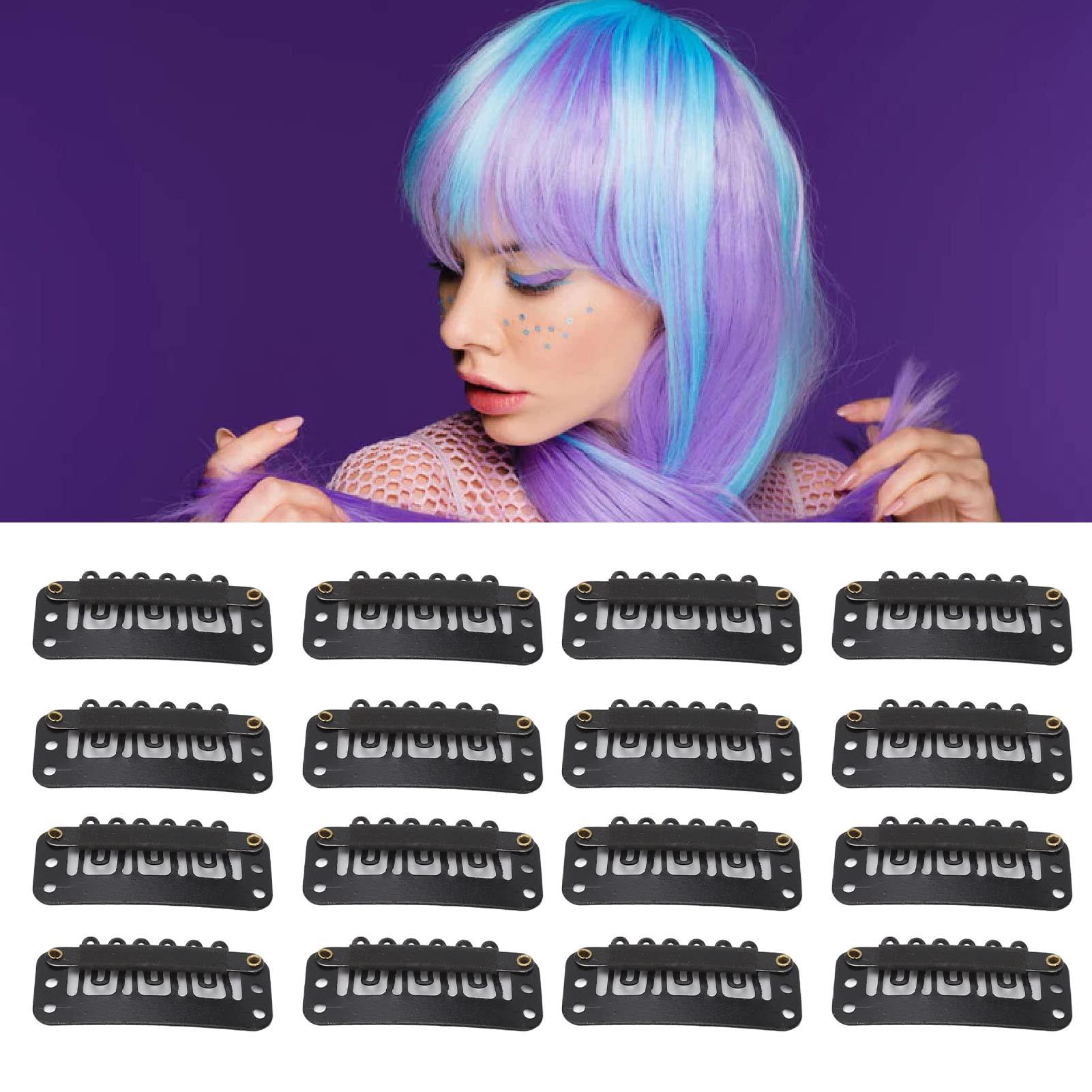 NSXAYIWE Hair Extension Clips, 100Pcs 6 Teeth U Shape Wig Clips, Stainless Steel Extension Hair Clips, Wig Clips Compatiable for Wigs, Hair Braiding