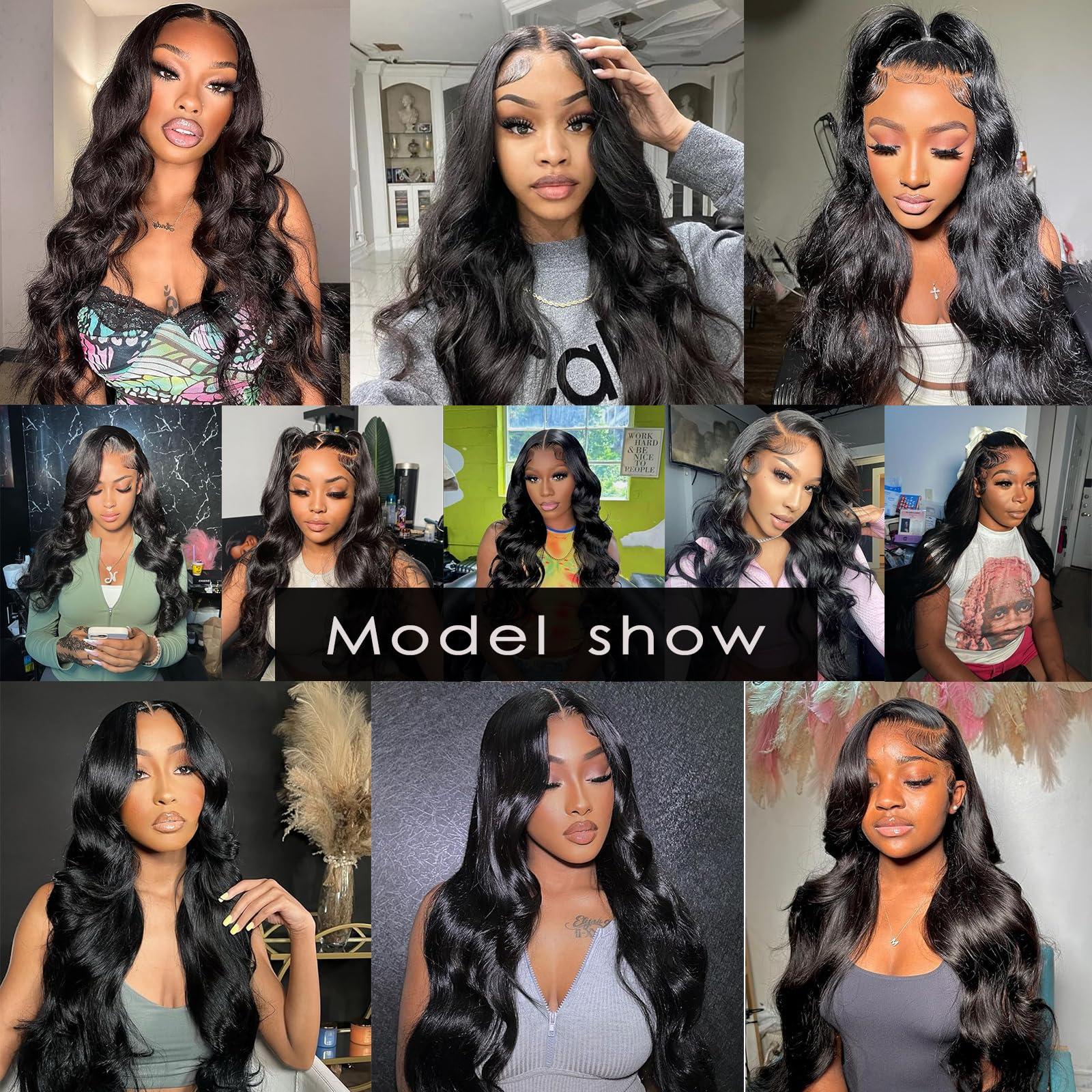 Wjnvfioo Bone Straight Human Hair Bundles With 13X4 Lace Frontal Closure With Extensions Brazilian Weave Bundles With Closure 13\" x 4\" 12 14 16 frontal10