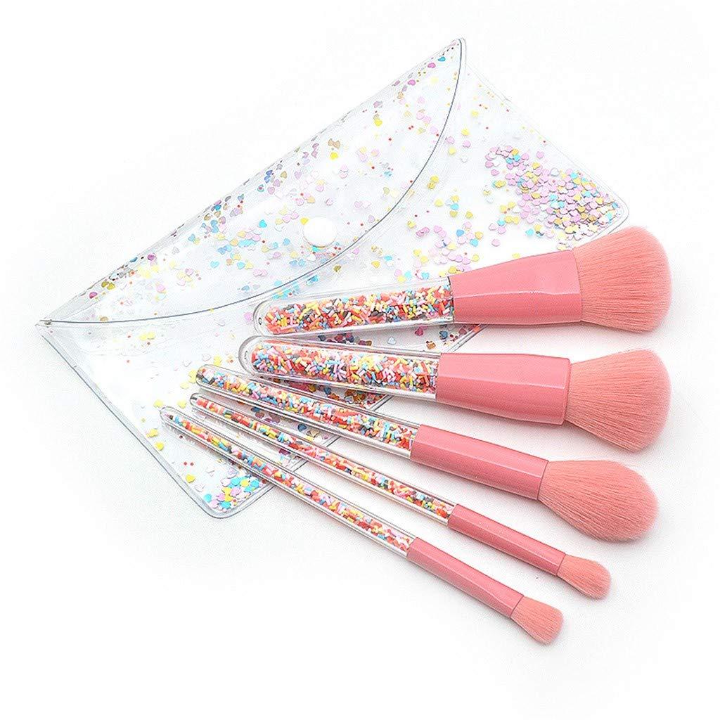 Skipdr 5 Pcs makeup brushes makeup brush set candy makeup brushes colorful transparent brush handle granular plastic