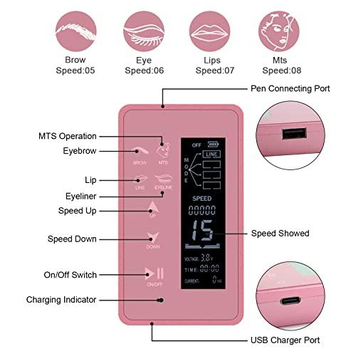 Guapa Guapa Digital Permanent Makeup Machine Touch Screen Panel with LCD Control Multi-Functional Tattoo Microblading Machine with 50pcs Needle Cartridge for Ombré Powder Brows, Eyeliner, Lips