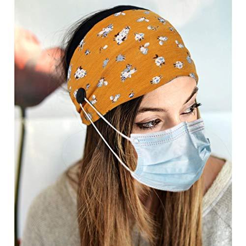 Bohend Bohend Boho Button Headbands Wide Stretchy Daily Use Hair Band Headwear Sport Athletic Yoga Gym Hair Accessories for Women and Girls(3pcs) (K)