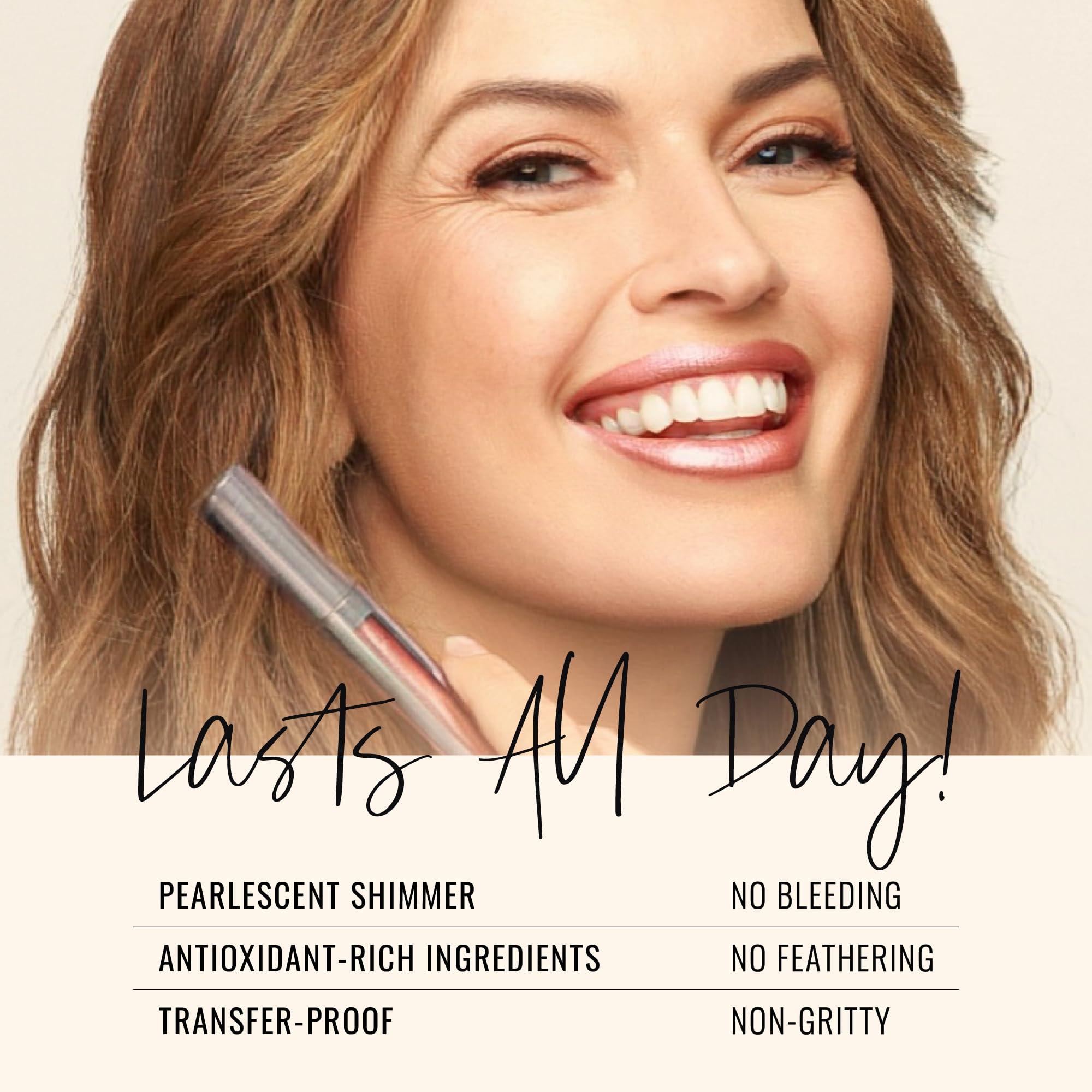 Runway Rogue Runway Rogue Pearl Glam Long Wear Shimmer Liquid Lipstick, Metallic Nude/Pale-Pink Lipstick with Silver and Gold Shimmer, Soft Box