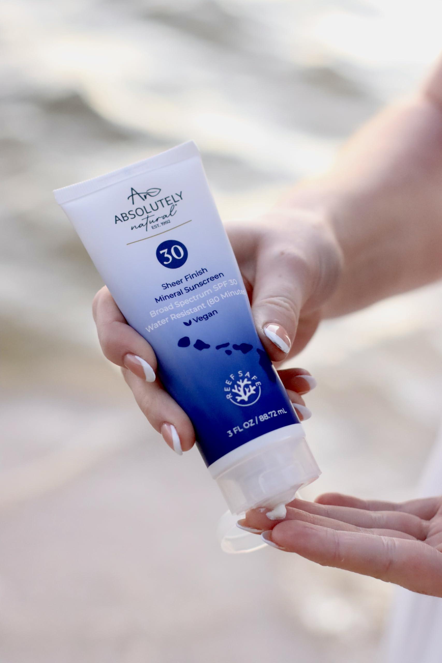 Absolutely Natural Absolutely Natural - SPF 30 Mineral Sunscreen - Broad Spectrum Water Resistant Moisturizer Lotion For Body & Face - With Non-Nano Zinc Oxide, Vitamin E, & Antioxidants - Made in USA, 3 Oz