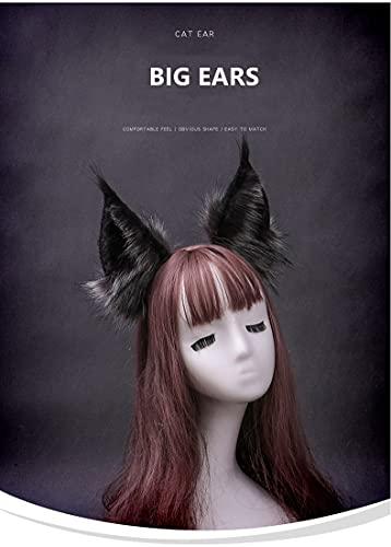 Fxaelian Fxaelian Anime Cute Wolf Cat Dog Ears Headband Hair Clips Halloween Cosplay Costume Party Hair Clips Headpiece Hair Accessories Hairband Headwear Unisex Grey