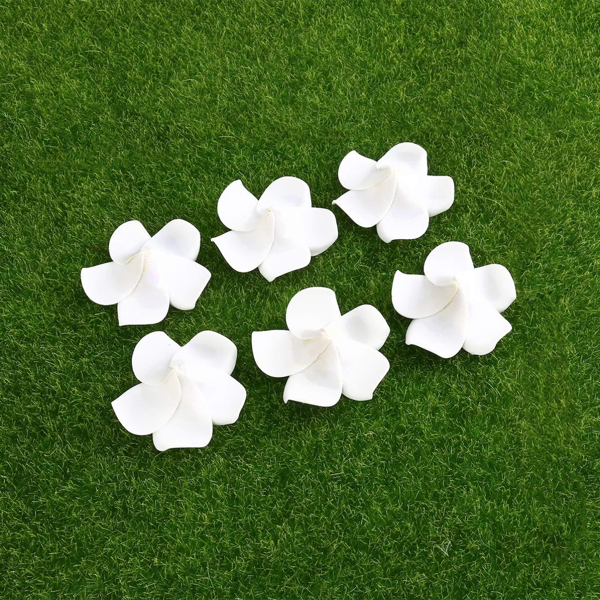 Beaupretty 100pcs Wedding Flower Frangipani Flower Fresh Flower Leis Artificial Frangipani Hawaiian Flowers Hawaiian Flower Hair Flower Hair Wreath Flower Hair Clips Foam Diy Bride White 6cm