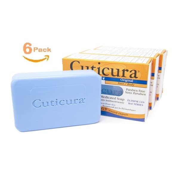 Cuticura Cuticura Deep Cleansing Face and Body Soap, ORIGINAL  Deep Cleansing Bar Soap for Blemish-Prone Skin 3 oz (Pack of 6)