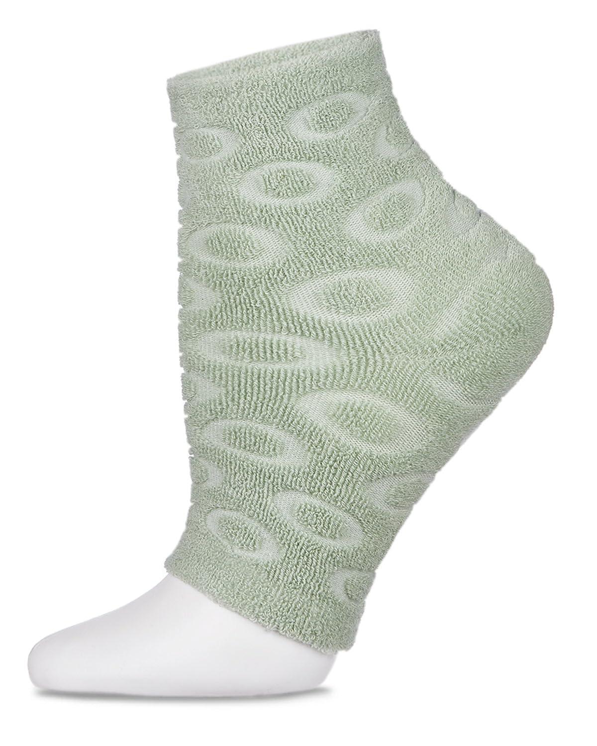 MeMoi MeMoi Women's Dot-Patterned Cotton Blend Gel-Lined Mint Scented Pedicure Sock Green One Size