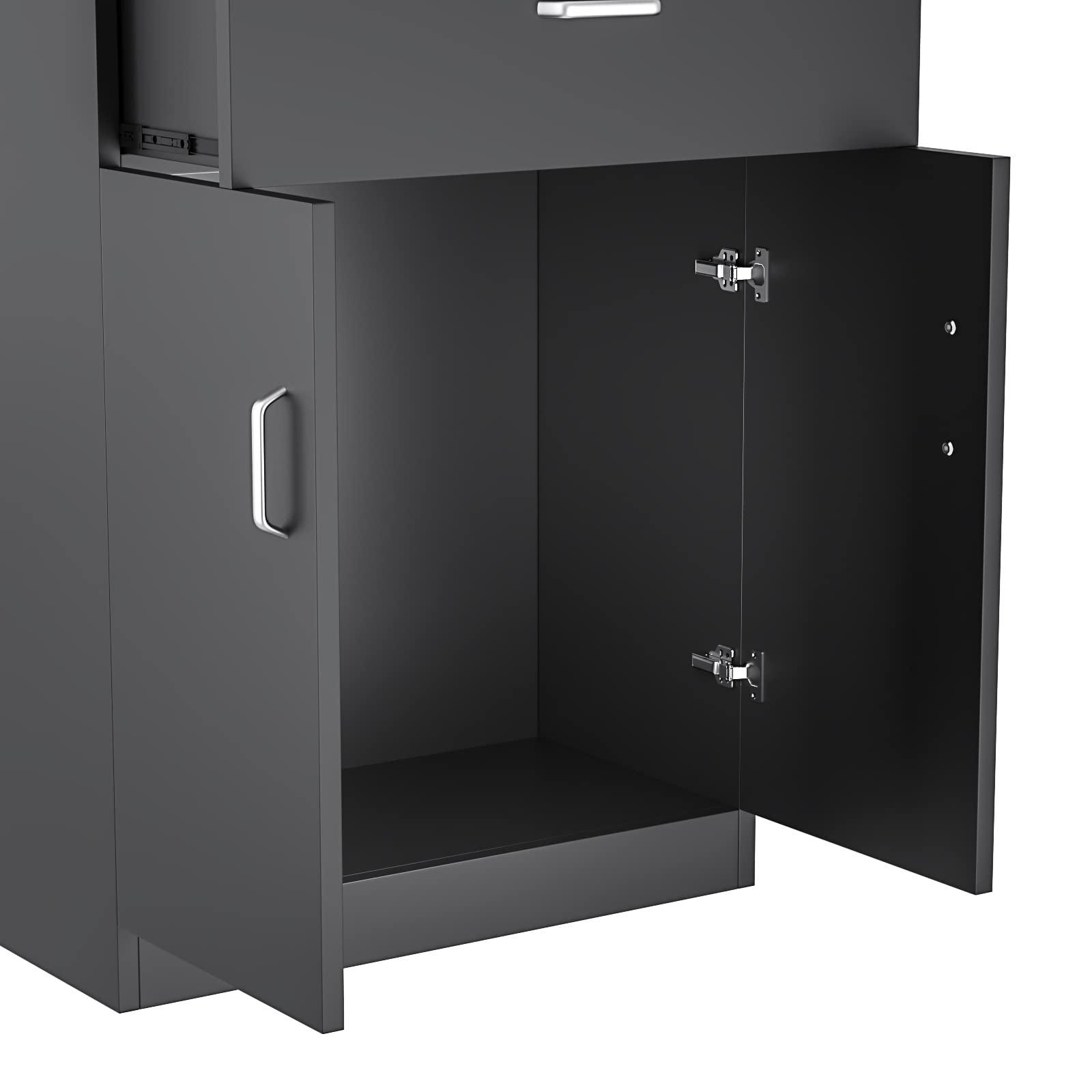 Paddie Paddie Barber Cabinet Storage Station, Free Standing Beauty Hair Stations for Salon Barber Utility Unit with Holders Styling Salon Spa Equipment with Drawer and Cabinet