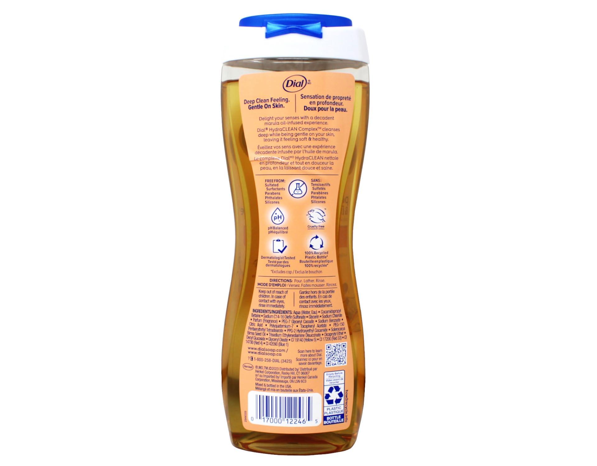 Dial Dial Pamper & Indulge Body Wash with Marula Oil and Vitamin E, 16 fl oz (Pack of 3)