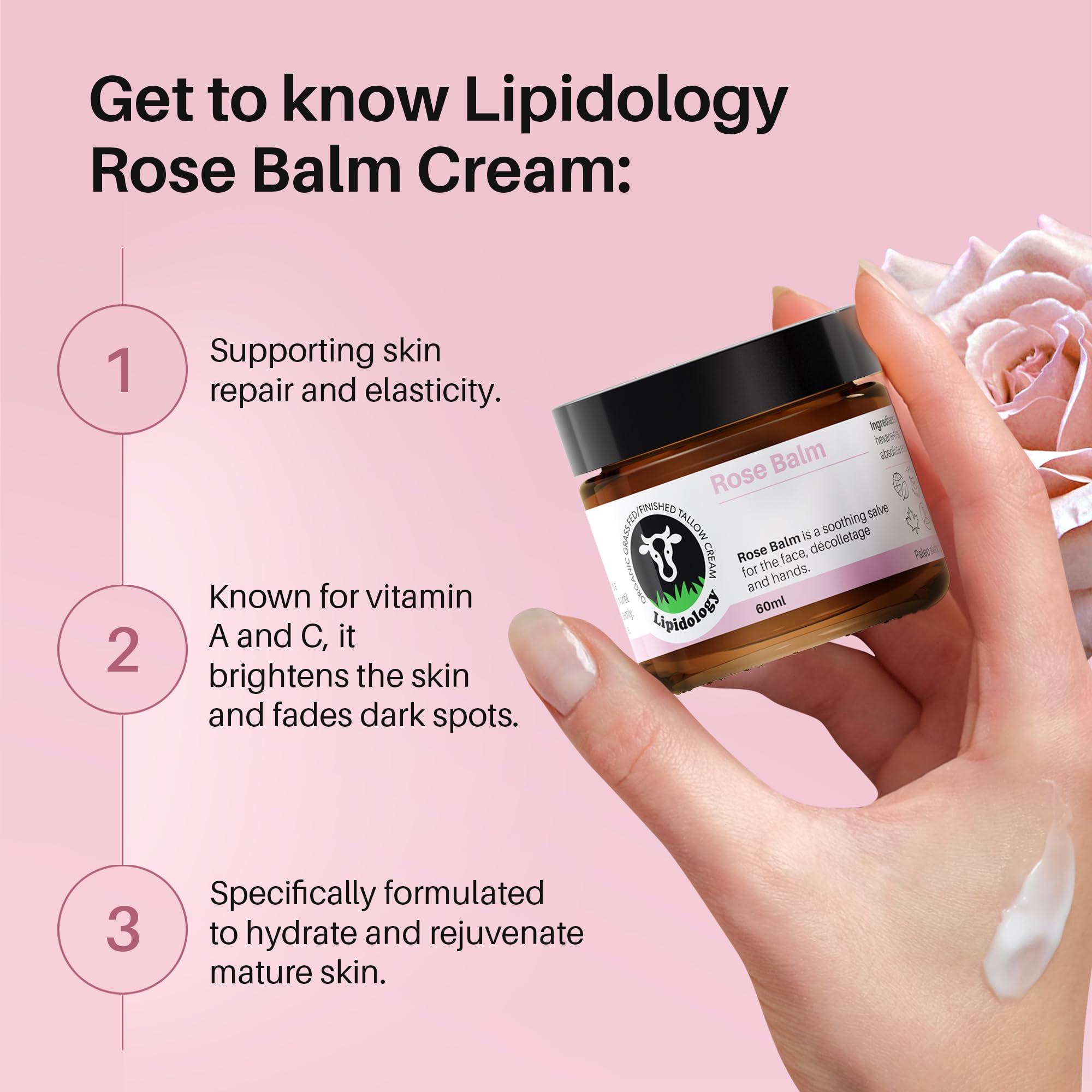 Lipidology Skincare Organic Rose Tallow Balm, 60 ml