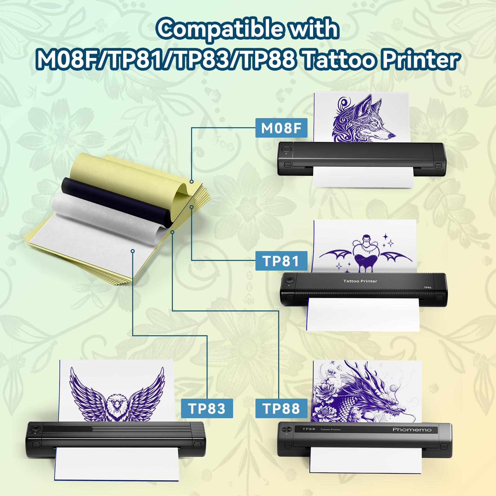 LabelCreate Tattoo Printer Machine,Wireless Tattoo Stencil Printer TP88 (Upgraded)+50 Sheets Tattoo Transfer Paper(8.27\" x 11.69\" A4 Size)