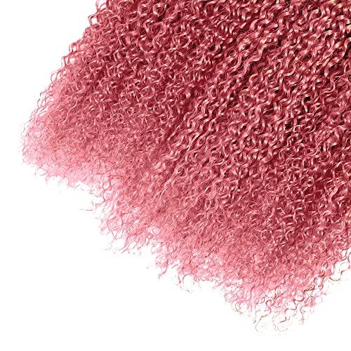 NiegMeag Pink Bundles Human Hair Pink Human Hair Wet And Wavy Human Hair Kinky Curly Bundles 26 28 30 Inch Double Weft 2 Tone Black And Pink Virgin Human Hair Curly Black And Pink Extension