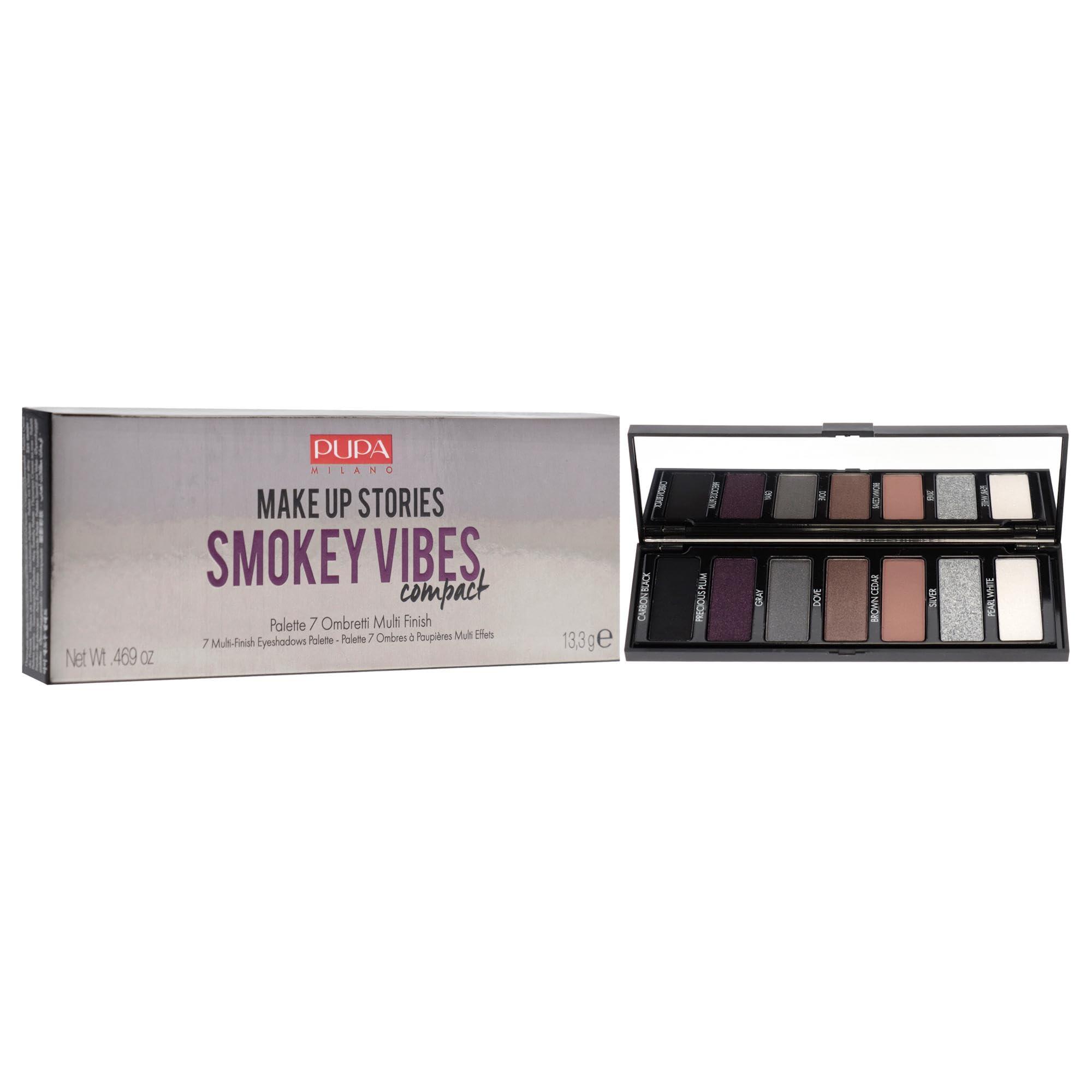 PUPA Milano Pupa Milano Make Up Stories Eyeshadow Palette 002 Smokey Vibes - 7-Shade Shadow Collection with Matte, Satin, and Metallic Color Options - High Pigment Formula - Soft, Blendable Texture - 0.469 oz