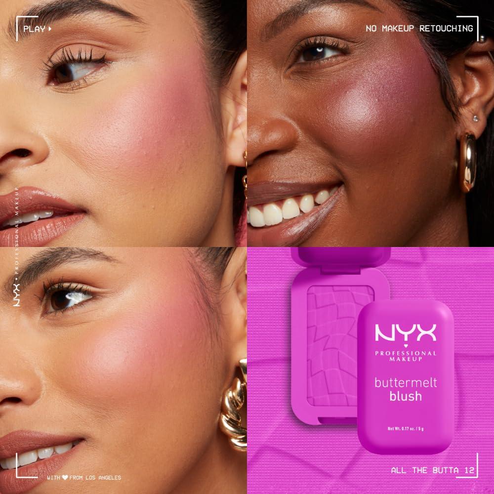 NYX PROFESSIONAL MAKEUP NYX PROFESSIONAL MAKEUP Buttermelt Powder Blush, Fade and Transfer-Resistant Blush, Up to 12HR Make Up Wear, Vegan Formula - All The Butta