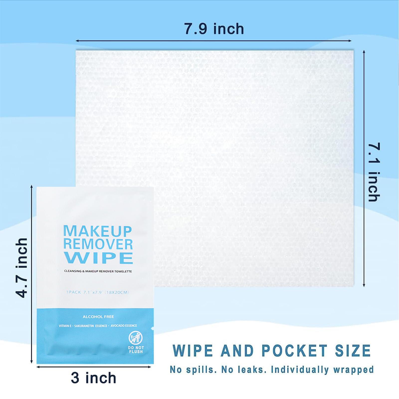 Gisdo 100 Pack Individual Makeup Remover Wipes, Makeup Remover Wipes Individually Wrapped Makeup Wipes Bulk Face Cleansing Wipes, Travel Makeup Remover Cloth for Travel Hotel Skin Care Face Cleansing