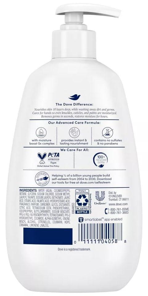 Dove Dove Advanced Care Deep Moisture Hand Wash for Soft, Smooth Skin, More Moisturizers than the Leading Ordinary Hand Soap, 12 oz