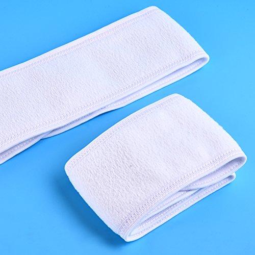 EBOOT eBoot 2 Pieces Spa Headband Makeup Headbands Facial Terry Cloth Headband Stretch Yoga Sport Towel Headband (White)