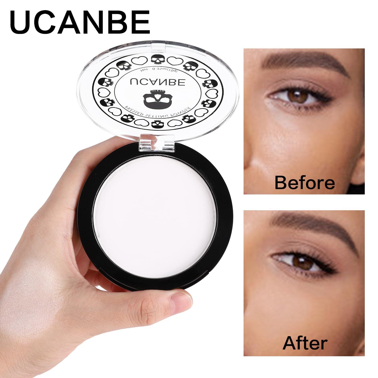 UCANBE UCANBE White Pressed Setting Powder for Special Effects & Halloween Makeup, Translucent Matte Finishing Powder, Baking White Face Powder for Long Lasting Coverage, Portable Compact