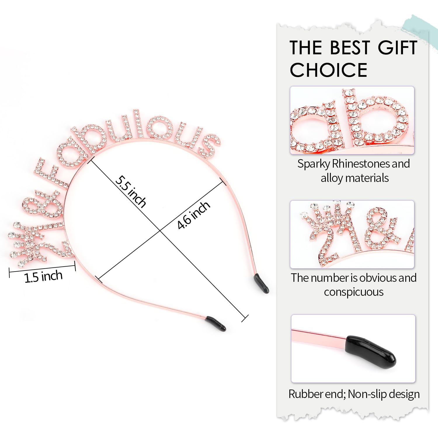 SuPoo SuPoo Rose Gold 21st Birthday Crown 21 & Fabulous Headband 21st Birthday Decorations for Her Rhinestone 21 Birthday Girl Tiara Happy 21 Year Old Birthday Gifts Party Decorations Hair Accessories