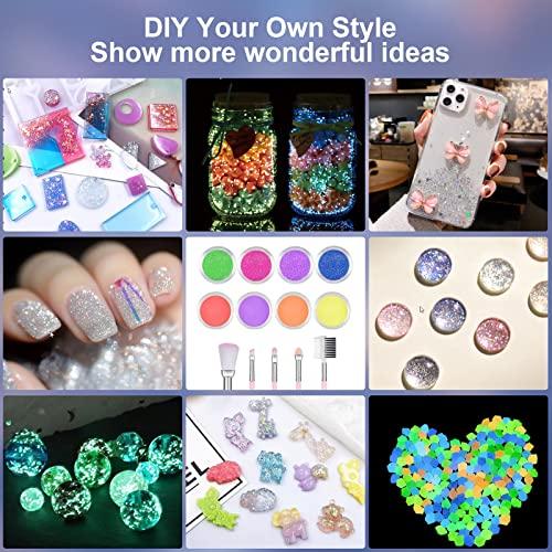 AOMIG AOMIG Glitter Tattoo Kit, Kids Temporary Tattoo Set - 24 Colours Glitter, 8 Fluorescent Powder, 172 Stencils, Unique Body Nail Glitter Safe Body Make-up for Kids and Adults Birthday Party
