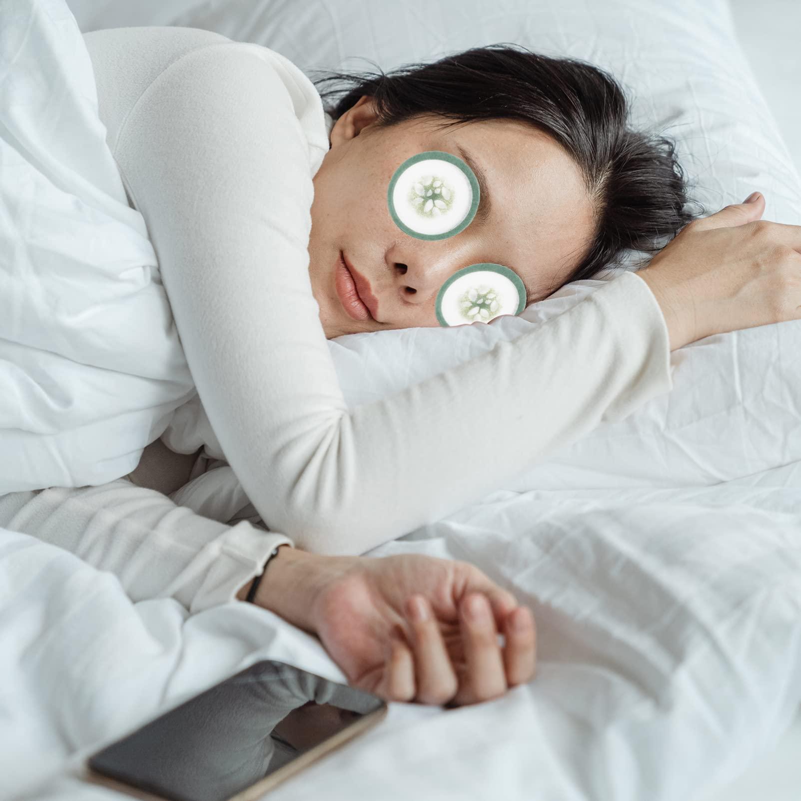 Mobestech Cucumber Eye Pads Disposable 100 Pads Non-woven Eye Masks Soothing Spa Cooling Eye Patches with Fruit Vegetable Extracts for Eyes Reduce Dark Circles