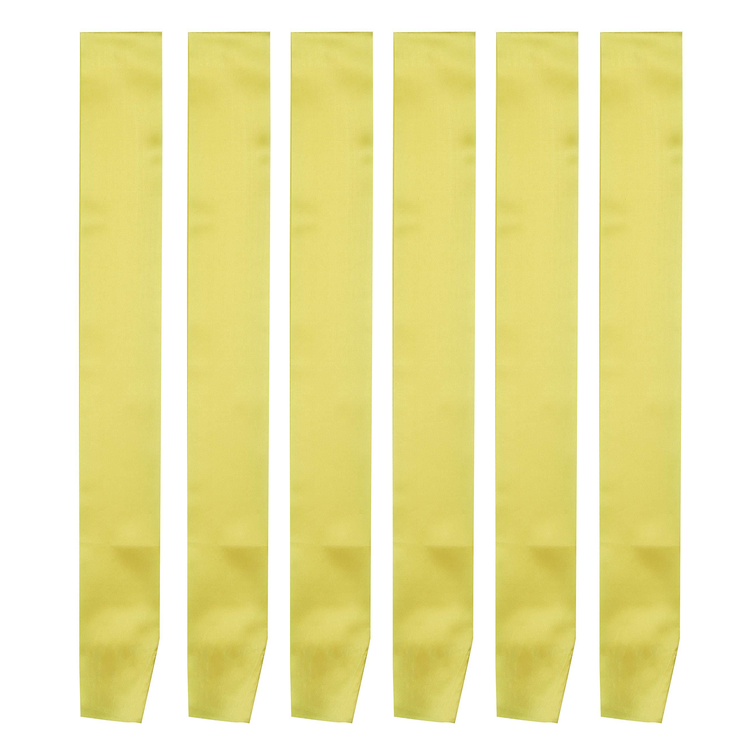 I-MART I-MART Pack of 6 Blank Satin Sash, Princess, Beauty Queen, Homecoming, Winner, Mayor, Make Your Own Pins, Party Plain Pageant Sashes, Yellow