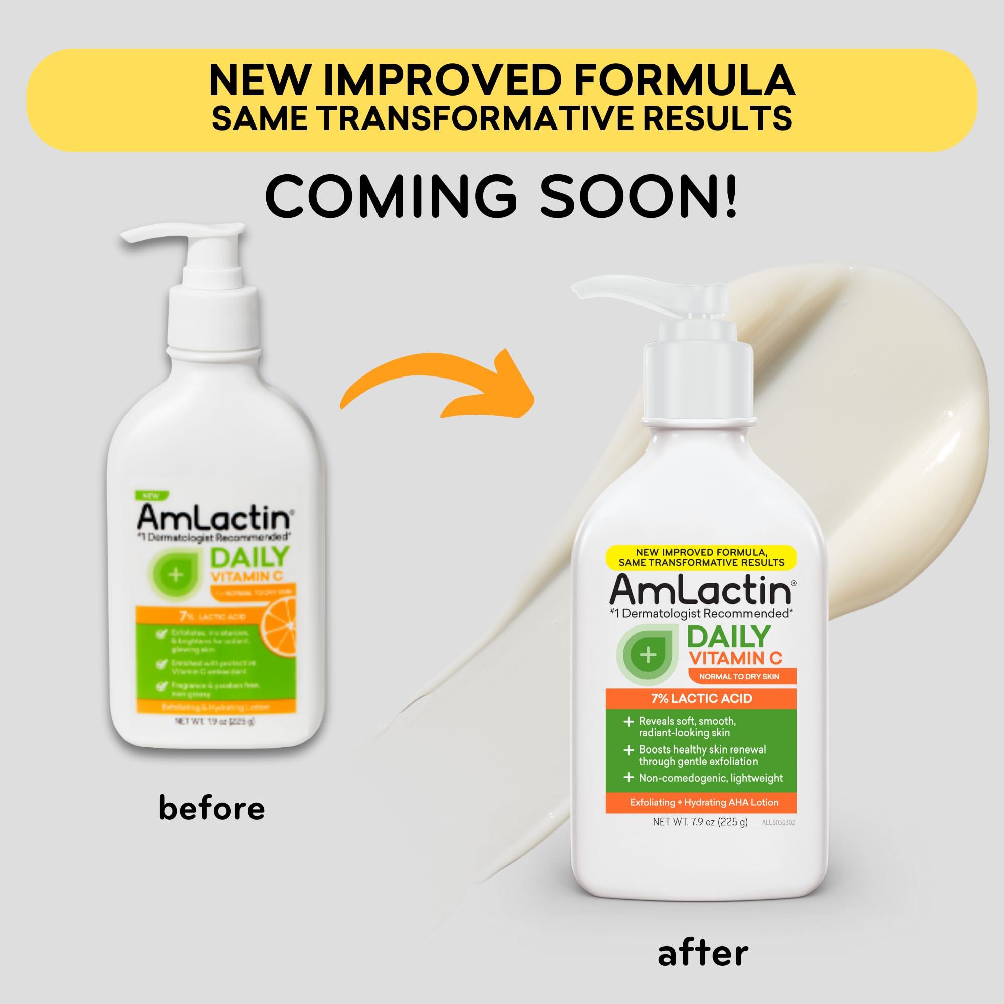 AmLactin AmLactin Daily Vitamin C Lotion - 7.9 oz Body Lotion with 7% Lactic Acid - Skin-Brightening Exfoliator and Moisturizer for Dry Skin