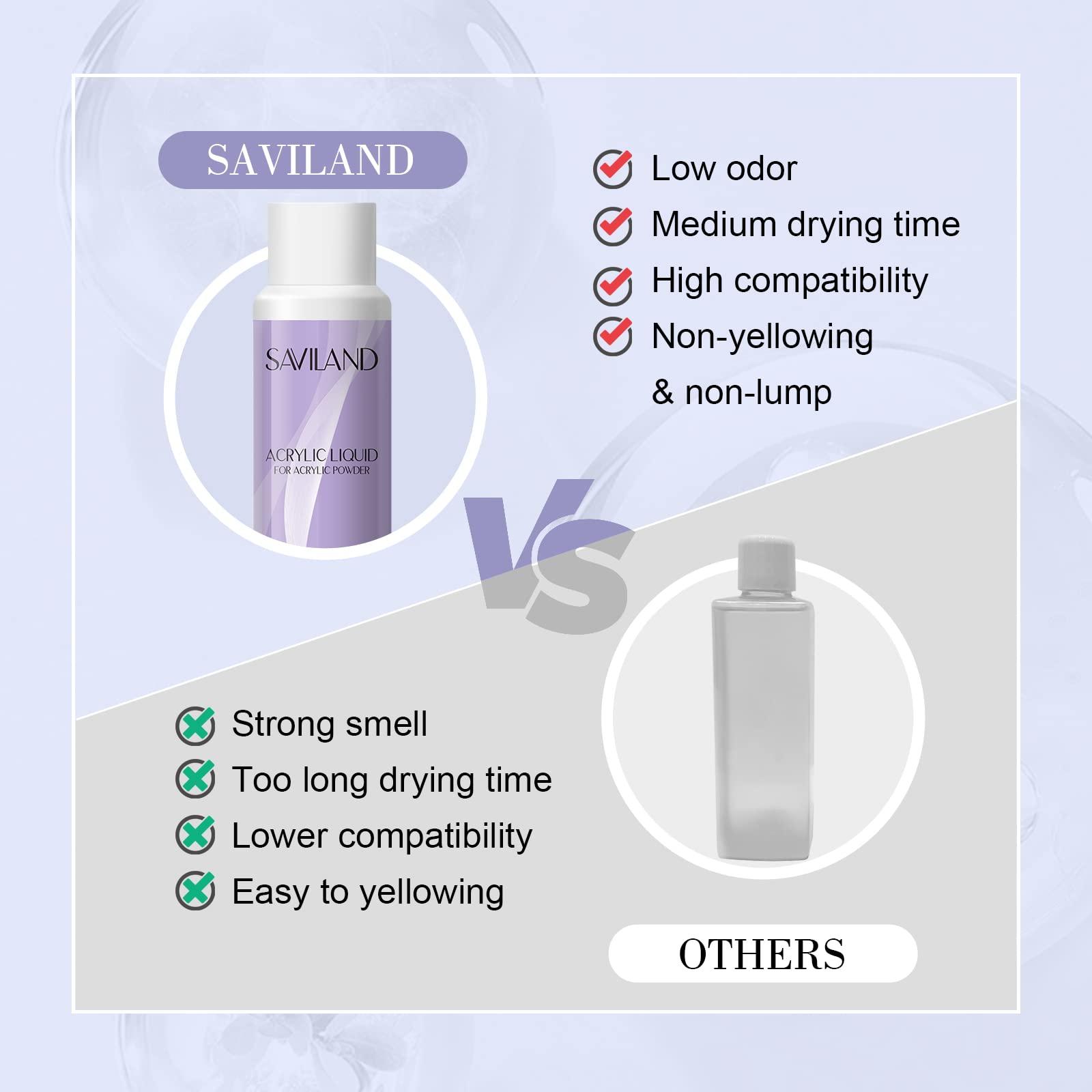 SAVILAND Saviland Monomer Acrylic Nail Liquid, 4 oz Acrylic Liquid for Acrylic Powder, Professional Non-Yellowing Acrylic Monomer for Nail Extension Salon Home DIY