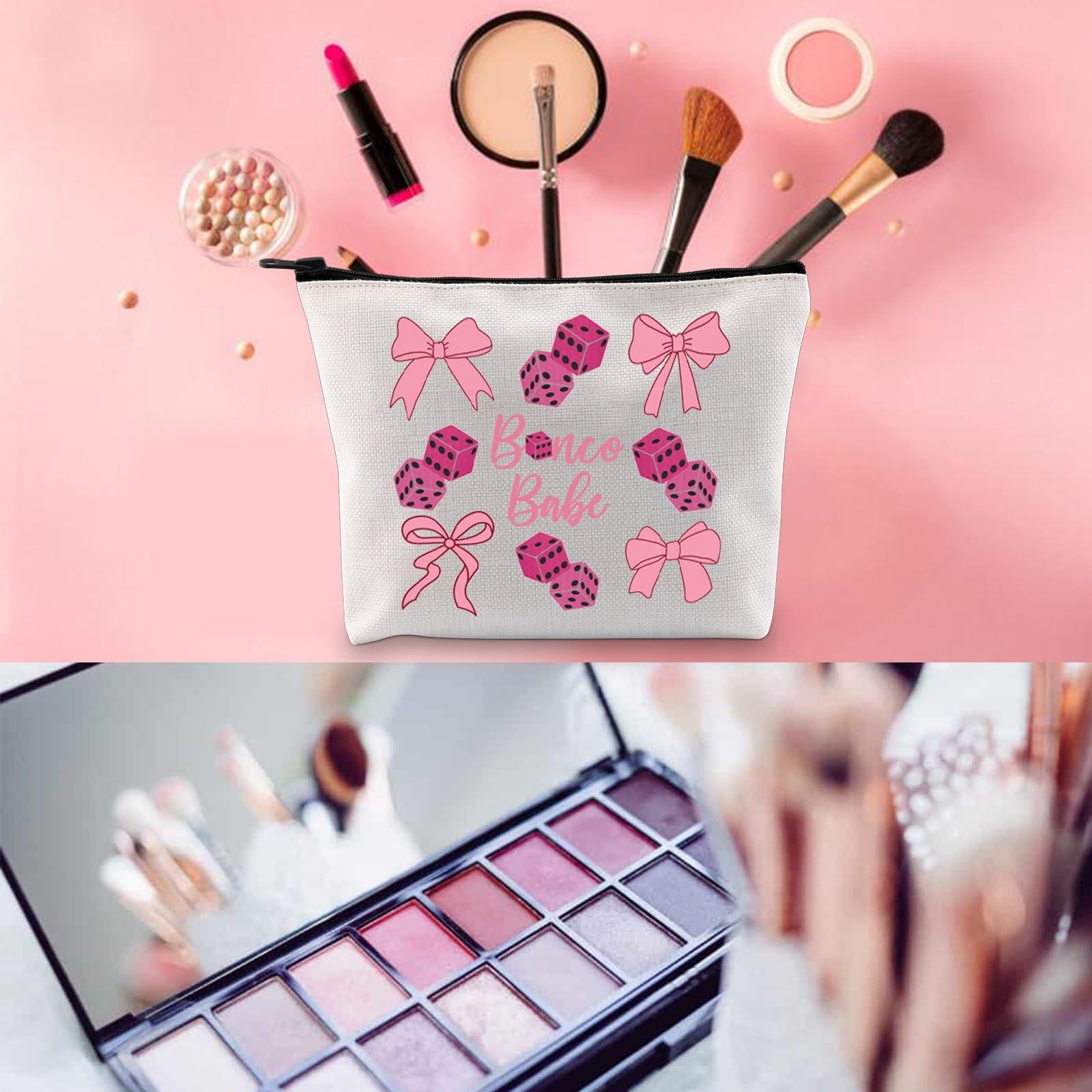 WCGXKO WCGXKO Bunco Gift Game Night Cosmetic Bag Bunco Gambling Lover Zipper Pouch Makeup Bag (Bunco bow)