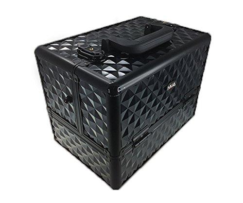 MUA Professional Makeup Artist Travel Cosmetic Train Case w/ 3 Tier Side Extendable Trays Aluminum Hard Case
