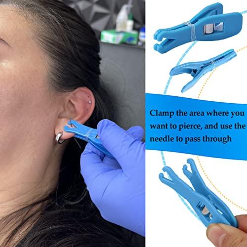 Usiriy Body Piercing Clamps Tool - Usiriy 25PCS Disposable Triangle Body Piercing Needle Slot Forcep Clamp Piercing Clip Puncture Hemostatic Forceps Ear Nose Lip Navel Piercing Supplies Blue Plier (Triangle)