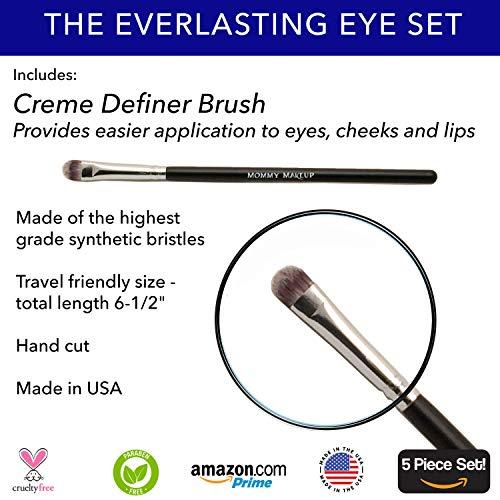 Mommy Makeup The Everlasting Eye 5 Piece Waterproof Makeup Set. Gel Eyeliner, Creme Eyeshadow, 2 brushes and Mesh Bag. Paraben-free, Talc-free, Cruelty-free. Brighten Up/Chocolate Kiss 2202