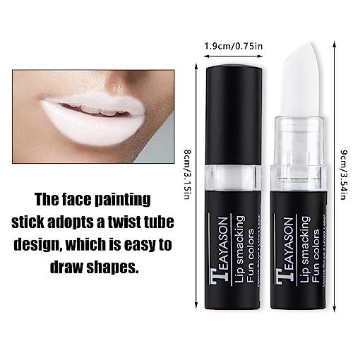 BowJian BowJian White Eye Black White Face Paint Stick White Foundation Goth Makeup Halloween Clown Makeup Cosplay Eye Black Stick White Body Paint White Face Makeup White Concealer Lipstick (White)