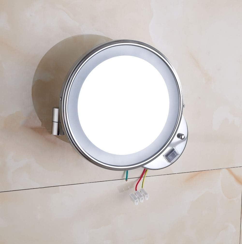 PROHEL PROHEL Makeup Mirror Shaving Mirror Wall Mounted 3X/5X/7X/10X Magnification Extendable and Chrome Finished Single Side Round, Concealed Wiring (Color : #6, Size : 7X)