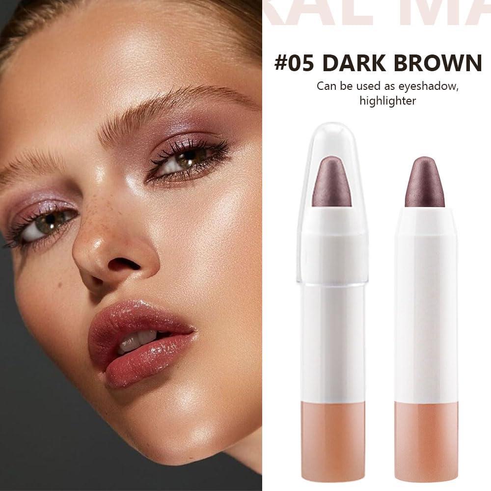 BINGBRUSH BINGBRUSH 2 Pcs Dark Brown Cream Eyeshadow Stick,Shimmer Metallic Eye Shadow Pencil,Eye Brightener Crayon for Different Eye Makeup Effect,Easy-To-Apply and Compact for Travel
