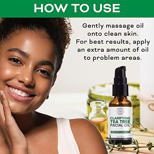 Beauty Foundry Beauty Foundry Clarifying Tea Tree Facial Oil, Targets Acne and Uneven Skin Tone, Antioxidant-Rich Beauty Oil, 1-fl oz/30ml (1 Pack)
