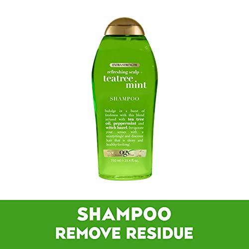 OGX OGX Extra Strength Refreshing Scalp + Teatree Mint Shampoo, Invigorating Scalp Shampoo &Conditioner with Tea Tree & Peppermint Oil & Witch Hazel, Paraben-Free, Sulfate-Free Surfactants, 25.4 Fl Oz