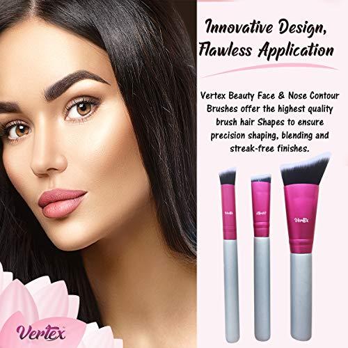 Vertex Nose Contour Brush Contouring Makeup Brush Set - Sculpting Blending Real Brush Hair Angled Blush Techniques Dramatic Cheekbones Highlighting Bronzer Palette Powder Concealer Foundation Cream