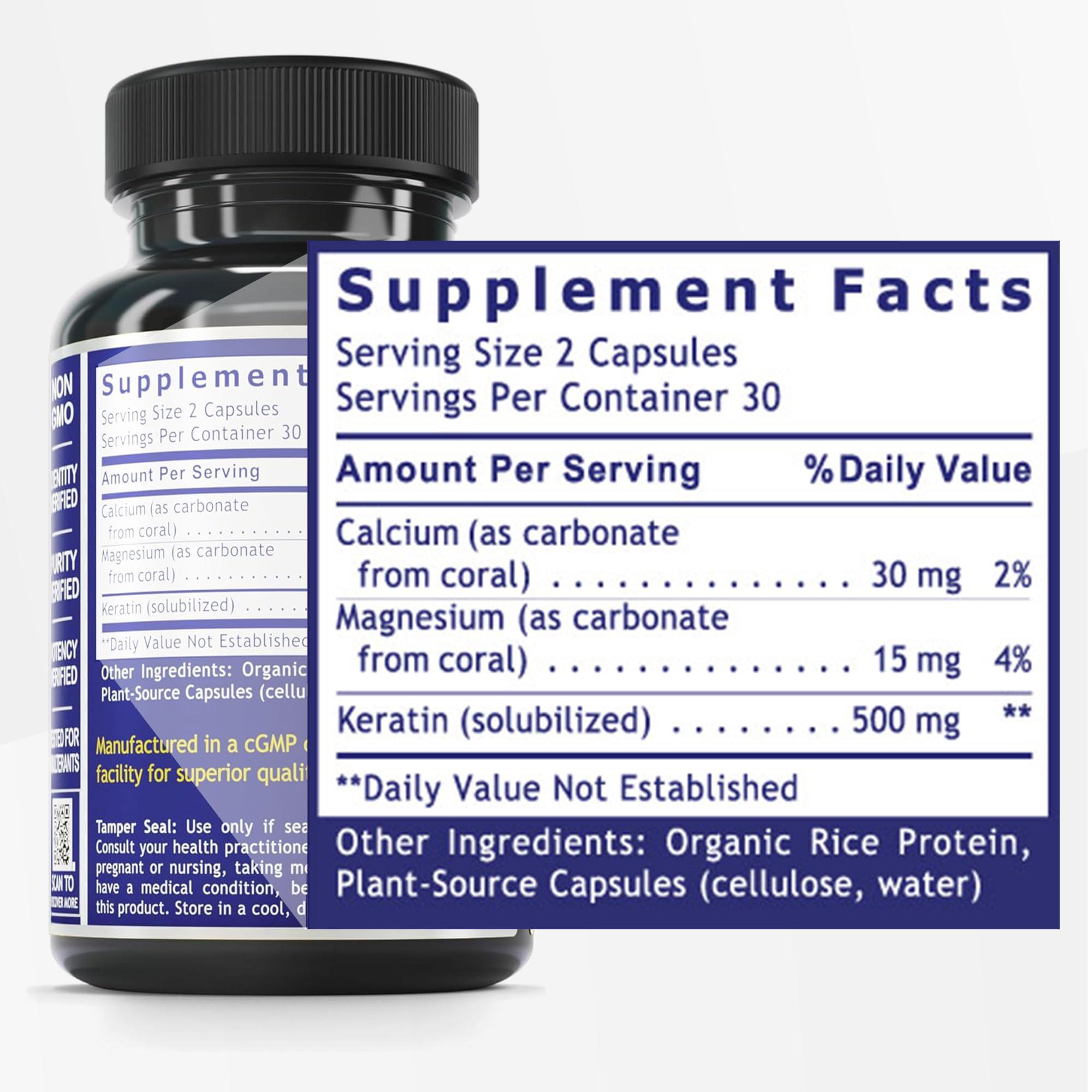 Quantum Nutrition Quantum Nutrition Labs Hair Skin and Nails - Keratin Supplement, Hair Growth Supplement for Women & Men with Magnesium, Calcium, Beauty from Within for Hair, Skin and Nails - 60 Vegetarian Capsules