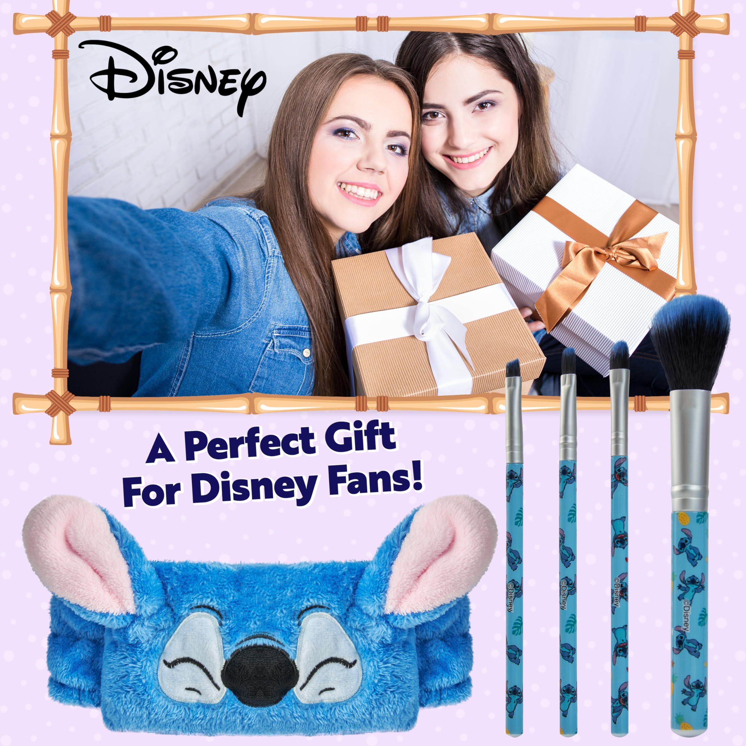 Disney Disney Stitch Makeup Brush Set for Women Fluffy Makeup Headband Eyeshadow Brushes Travel Case Stitch Gifts (Blue)