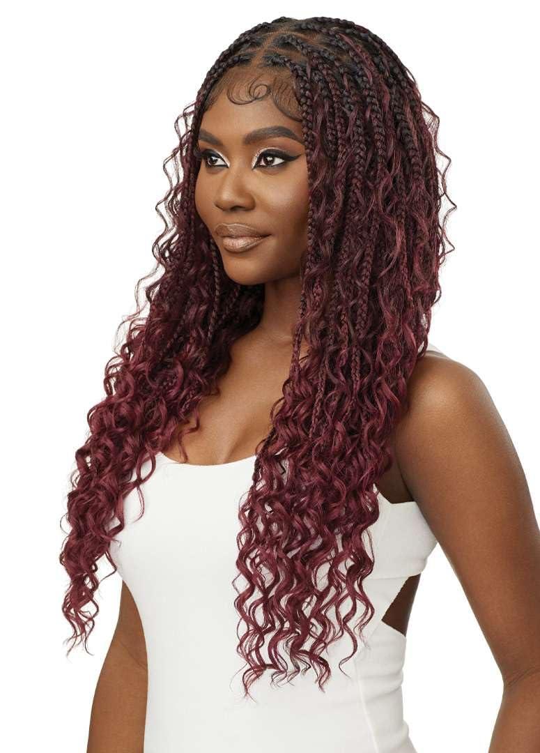 Outre Outre - 100% Fully Hand Tied Whole Lace Wig - Boho Box Braids 28\" (CT/MACCHIATO)